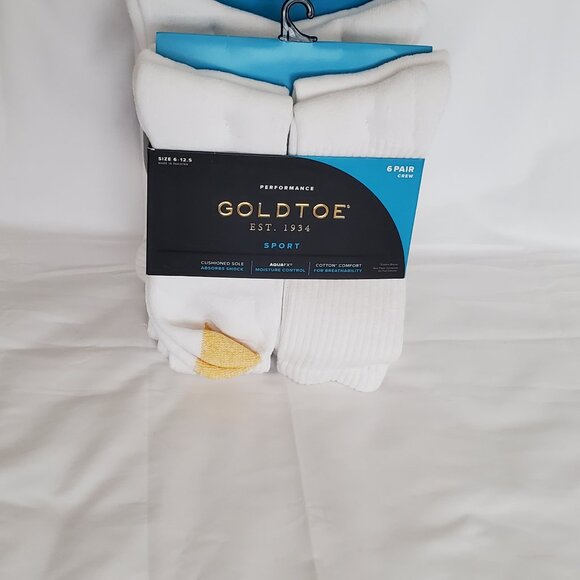 BRAND NEW! 2 packages- 6pk of Men's Gold toe crew socks -White  *12 pairs total* - Picture 10 of 10